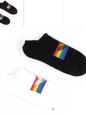 Armani/阿玛尼EA 男士时尚鹰标2双装彩虹短袜袜子 306228 3R354