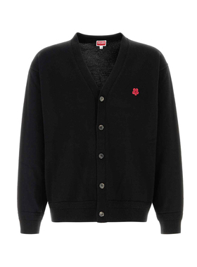 KENZO高田贤三 男士潮牌刺绣小红花保暖开衫毛衣 FF65CA7593LB