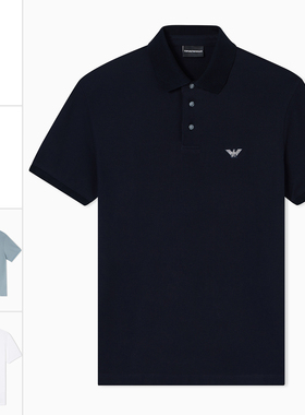 Armani/阿玛尼EA 男士刺绣鹰标纯棉短袖POLO衫 EM005358 AF10497