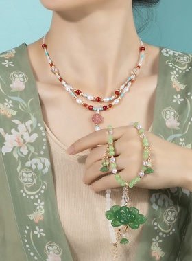 古风汉服软璎珞珍珠流苏项链新中式旗袍宋制项圈手工古装配饰品女