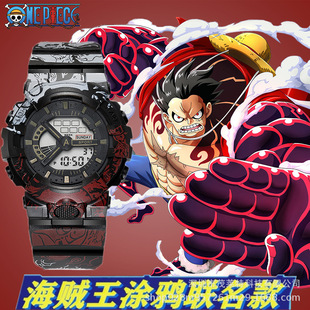 厂家直销海贼王单显电子手表潮流男女运动夜光闹钟防水多功能手表