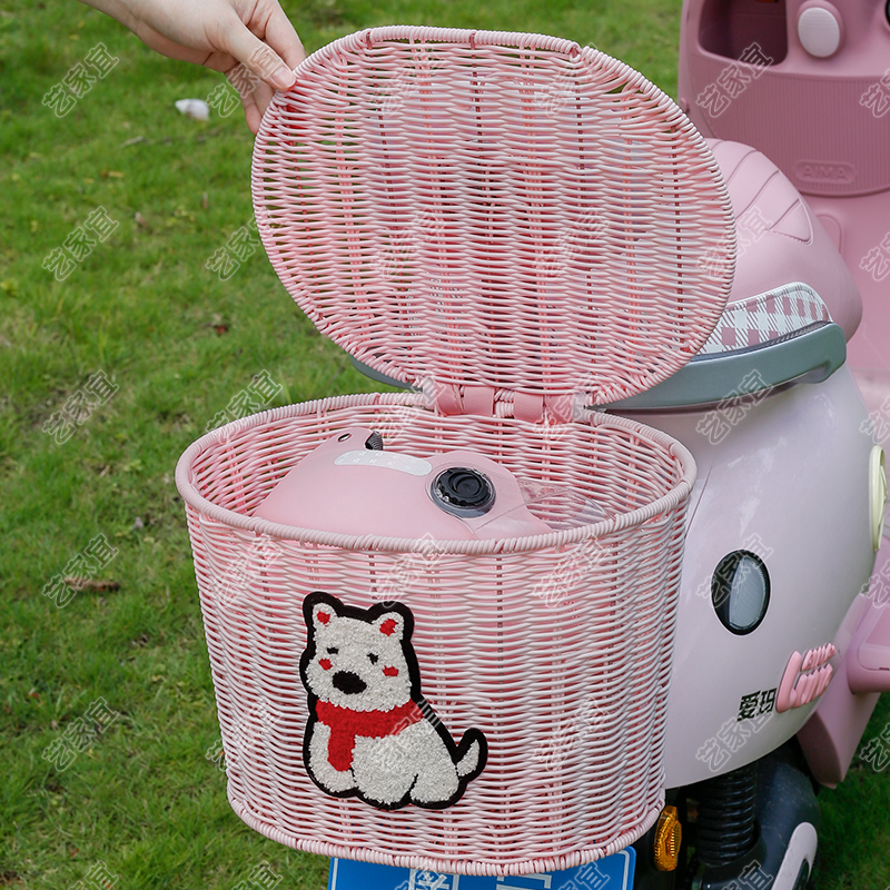 电动车后置车筐带盖储物包车篓