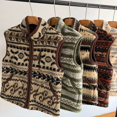 山系复古男款费尔岛保暖背心外套