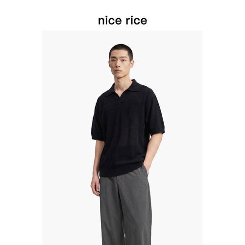 nicerice好饭直身polo领针织衫