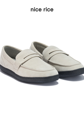 nice rice好饭 25冬季新品V底反毛牛皮一脚蹬休闲乐福鞋NHD27112