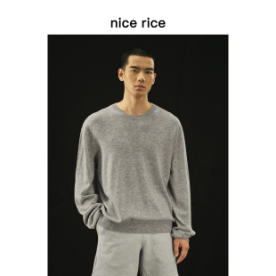 nice r.系列简约圆领休闲直身套头全羊毛毛衣NGD05102 rice好饭