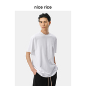 nice T恤 休闲针织短袖 rice好饭 260G纯色简约全棉宽松圆领男士