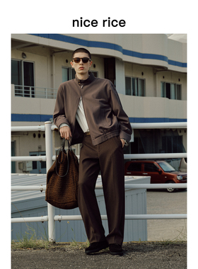 nice rice好饭 25秋季新品前中烫挺缝线垂感直筒休闲长裤NHQ11007