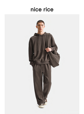 nice rice好饭 25秋季新品400G直筒肌理外抽绳休闲卫裤NHQ12045