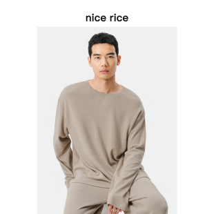 T恤NGQ02095 居家系列185G木棉混纺双面布圆领长袖 nice rice好饭