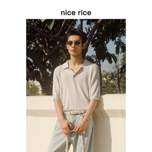 nicerice好饭polo领花纱针织衫