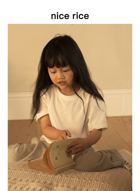 nice rice好饭 童装亲肤全棉抗菌儿童罗纹圆领短袖T恤NGX02073