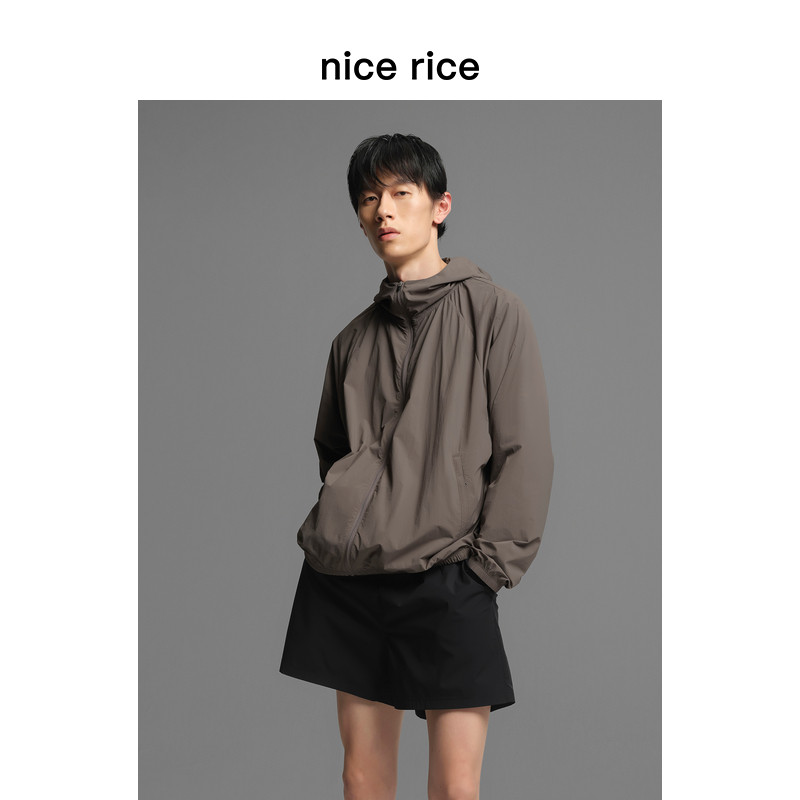 nice rice好饭 s.系列轻量防晒拉链口袋宽松男士连帽夹克NIC06131