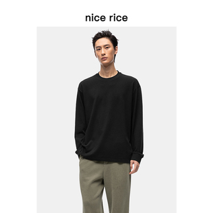 NFD02019 rice好饭 商场同款 T恤 棉混纺双面布335克圆领长袖 nice