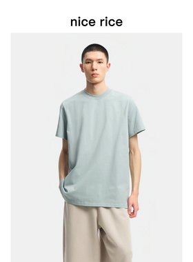 nice rice好饭  r.系列260G全棉直身圆领休闲短袖T恤男DHX02115