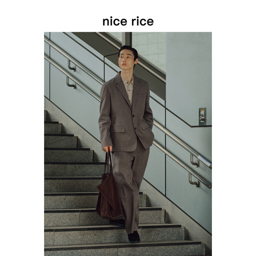 nicerice好饭宽松暗纹长裤