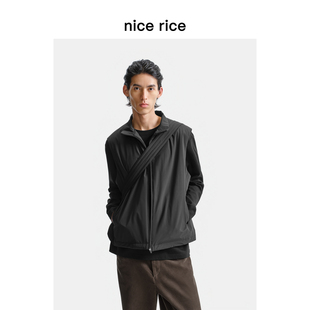 新品 25秋季 轻量宽松立领拉链休闲棉马甲男NHQ15094 rice好饭 nice