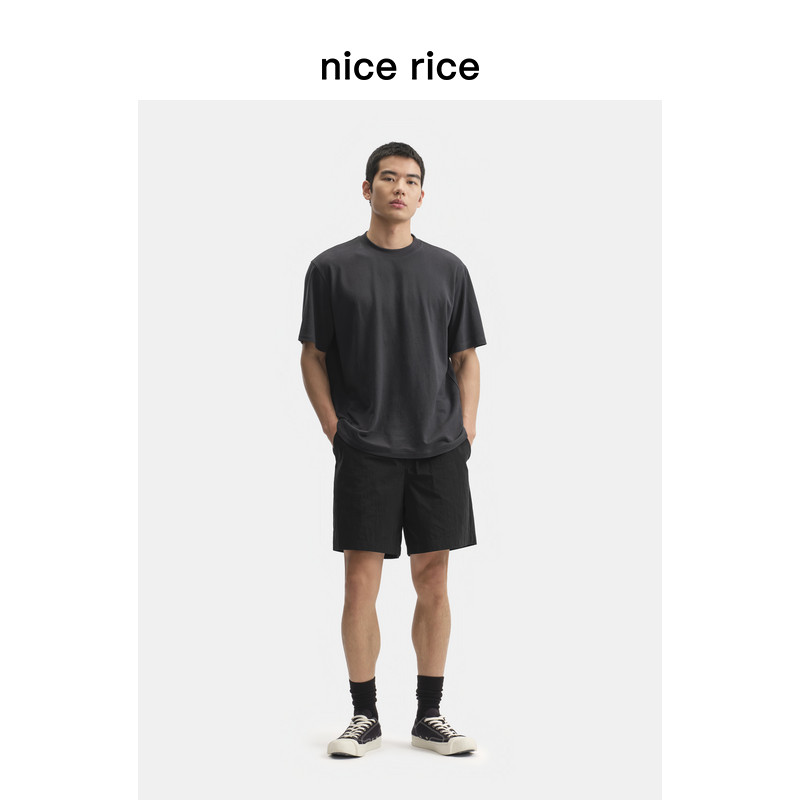 nice rice好饭 夏季棉锦混纺斜插袋简约直筒男士休闲短裤NHX11056