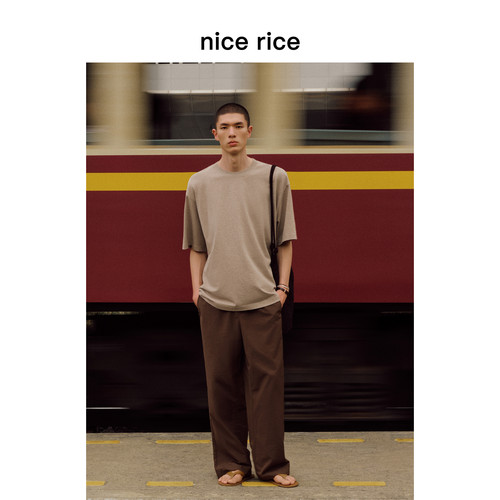 nicerice好饭圆领花纱短袖T恤