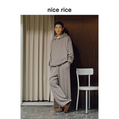 rice好饭 25冬季 新品 nice 285G宽松弯刀水洗休闲针织卫裤 NHD12088