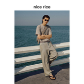nice 男NHX13075 11.4盎司复古做旧脏洗阔腿牛仔裤 rice好饭 夏季