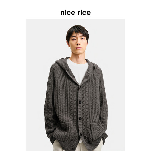 nicerice好饭宽松连帽毛衣开衫