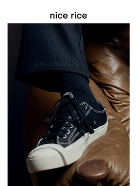 nice rice好饭 rise白条元素简约经典百搭休闲帆布鞋女鞋NHX27109