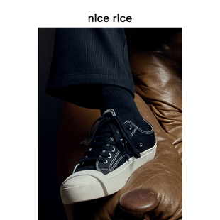 rice好饭 女鞋 rise白条元 百搭休闲帆布鞋 NHX27109 素简约经典 nice