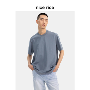 饰线休闲圆领短袖 全棉260G宽松装 T恤男NFX02018 rice好饭 nice