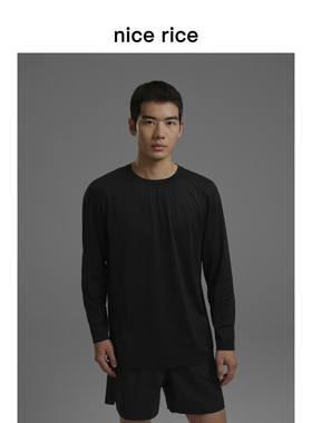 nice rice好饭 s.系列160G吸湿速干修身网眼运动长袖T恤NHC02125