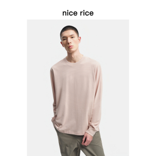220G棉混纺直身圆领长袖 nice 新品 26春季 T恤男NIC02017 rice好饭