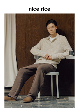 nice rice好饭 25冬季新品400G直筒微锥全棉花纱休闲卫裤NHD12005