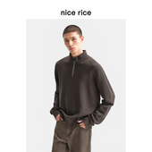 nice 400G直身全棉花纱半高领卫衣男NHD04010 新品 rice好饭 25冬季