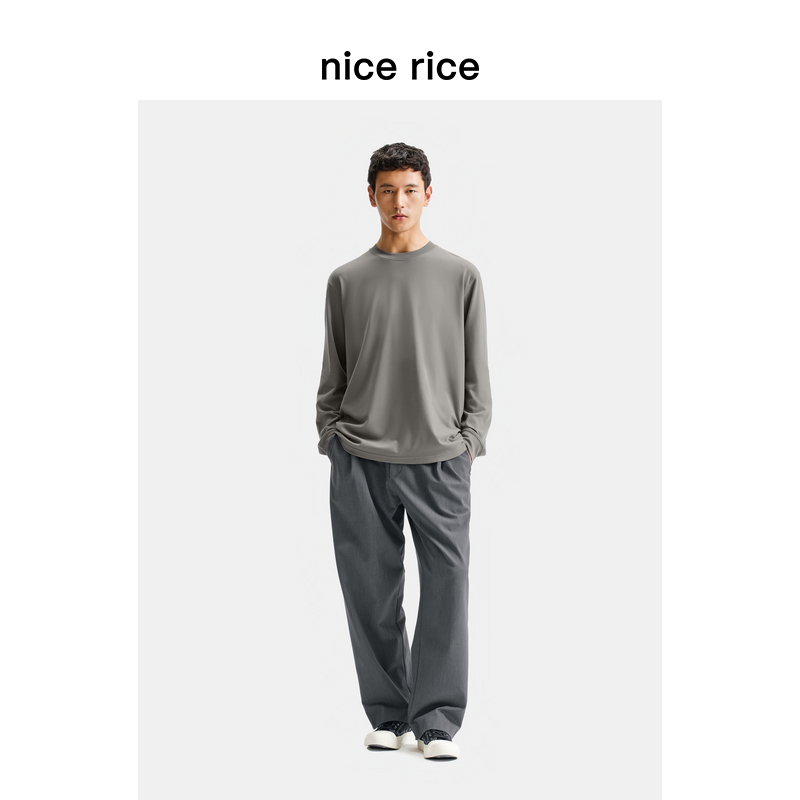 nicerice好饭宽松前褶休闲长裤