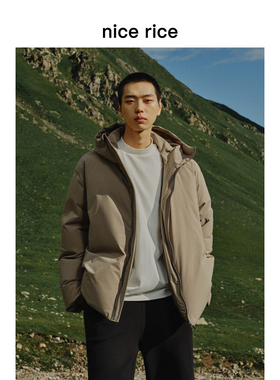 nice rice好饭 冬季白鸭绒四面弹连帽宽松休闲羽绒服外套NGD10023