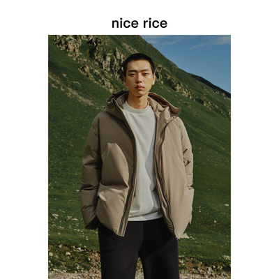 nicerice好饭四面弹连帽羽绒服
