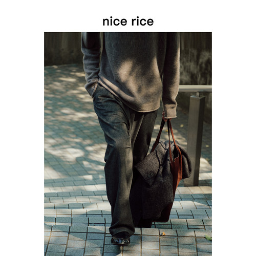 nicerice好饭宽松前褶休闲长裤