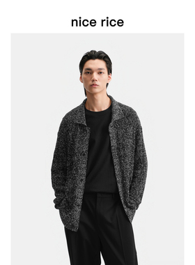nice rice好饭 春季莱赛尔混纺宽松翻领男士长袖针织开衫NHC05115