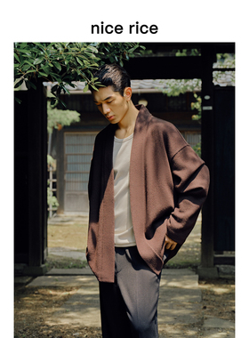 nice rice好饭 25秋季新品绵羊毛混纺宽松休闲毛呢道袍男NHQ06091