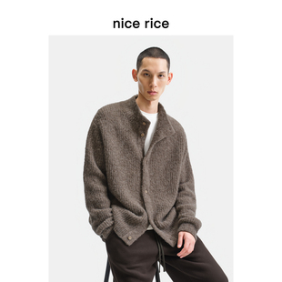 新品 25冬季 绵羊毛混纺宽松高领毛衣外套NHD05077 rice好饭 nice