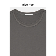 nice rice好饭 24春夏新品195克全棉平纹宽松线迹短袖T恤NGX02094