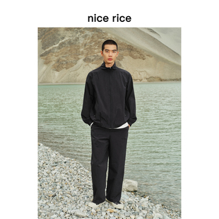 NGQ11002 侧缝出芽锦纶脚口弹力抽绳宽松休闲长裤 nice rice好饭