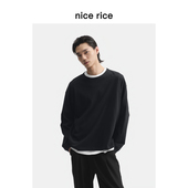 nice T恤男NHC02021 全棉187G宽领口大廓形纯色长袖 rice好饭 春季