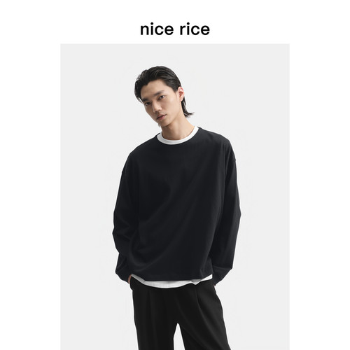 nicerice好饭全棉大廓形长袖T恤