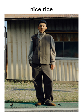 nice rice好饭 25秋季新品全棉膝褶宽松直筒男士休闲裤NHQ11085