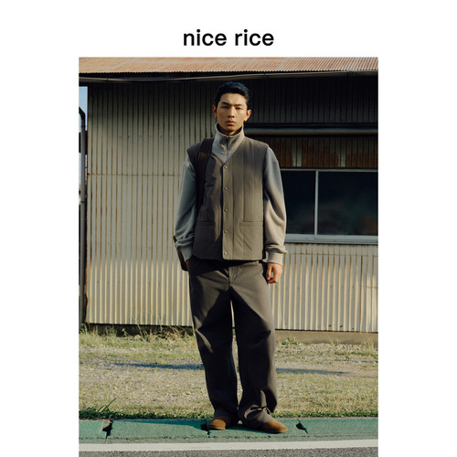 nicerice好饭宽松膝褶休闲长裤