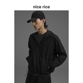 nice rice好饭 s.系列半开拉链连帽抽绳宽松休闲夹克外套NHC06093