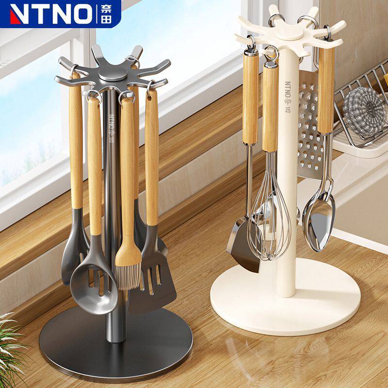 奈田厨房旋转锅铲台面置物架