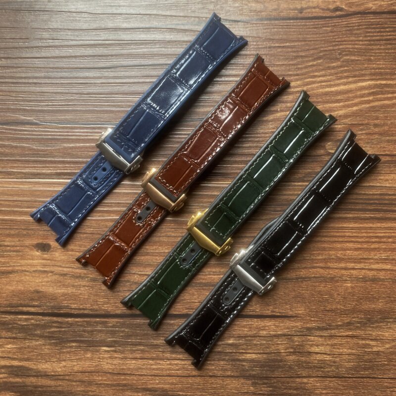 代用欧米茄星座曼哈顿系列表带硅胶橡胶牛皮鳄鱼纹男天文台手表带