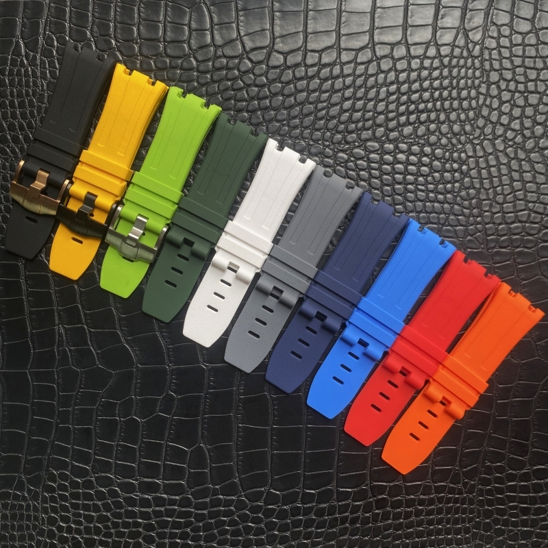 柔软橡胶手表带适配爱彼42mm表径